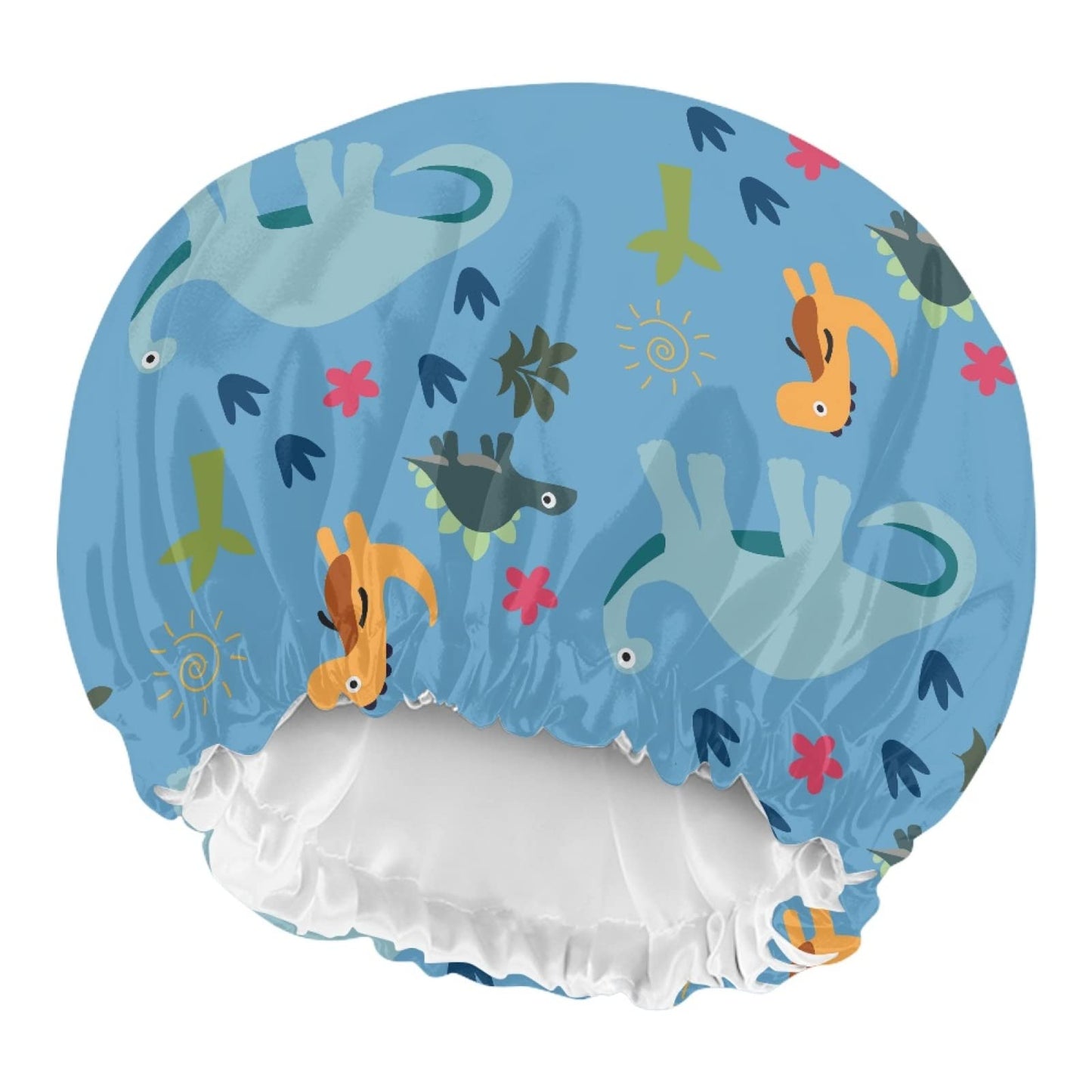 Babrukda Dinosaur Blue Print Kids Satin Sleep Cap, Elastic Adjustable Band Hat Night Sleeping Head Cover for Hair Stylish Satin Bonnet Breathable Beauty and Personal Care Babrukda