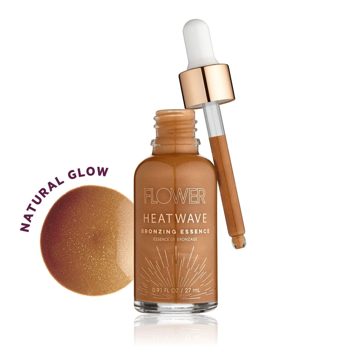 Flower Beauty By Drew Barrymore Heatwave Bronzing Essence Liquid Highlighter + Illuminator Bronzer Drops - Radiant + Natural Glow Finish - Oil-Free