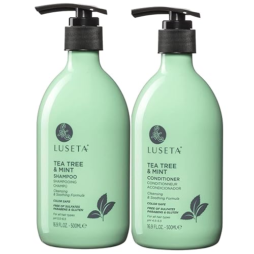 Luseta Clarifying Shampoo and Conditioner Set for Dry Scalp - Tea Tree Mint with Peppermint & Lavender Oil, Helps Refresh Scalp & Reduce Visible Beauty & Personal Care L LUSETA
