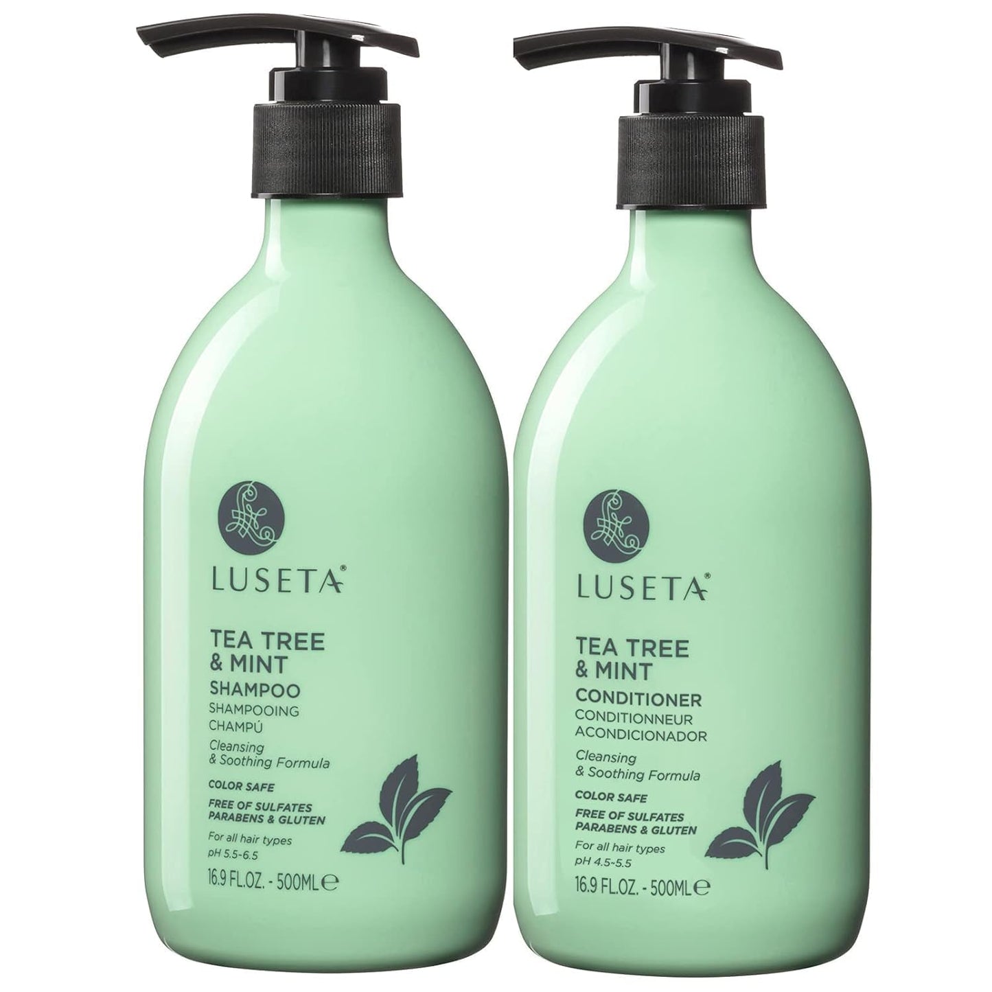 Luseta Clarifying Shampoo and Conditioner Set for Dry Scalp - Tea Tree Mint with Peppermint & Lavender Oil, Helps Refresh Scalp & Reduce Visible Beauty & Personal Care L LUSETA