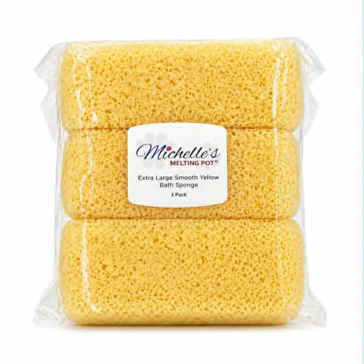 XL Smooth Yellow Foam Bath Sponge Shower Sponge Michelle's Melting Pot (3 Count) Beauty and Personal Care Michelle's Melting Pot