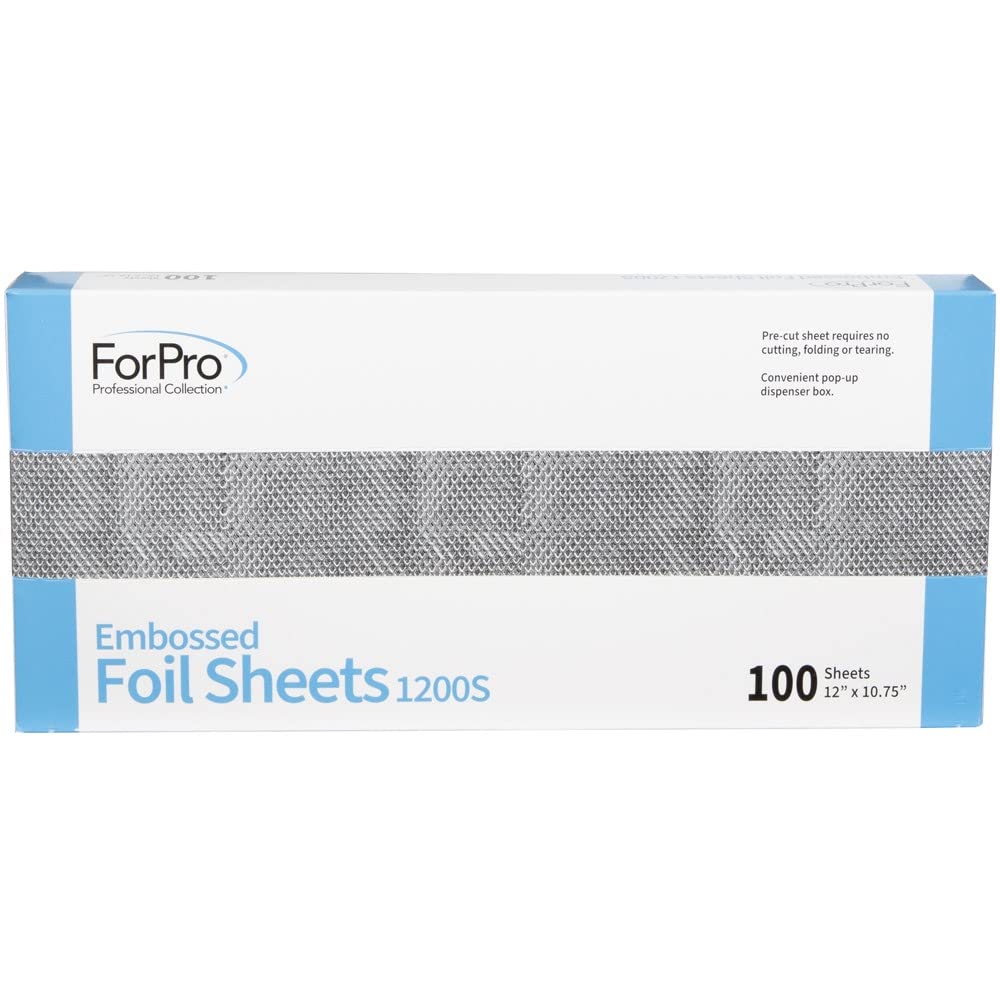 ForPro Professional Collection Embossed Foil Sheets 1200S, Aluminum Foil, Pop-Up Dispenser, for Hair Color Application and Highlighting Services, Food Beauty & Personal Care ForPro Professional Collection