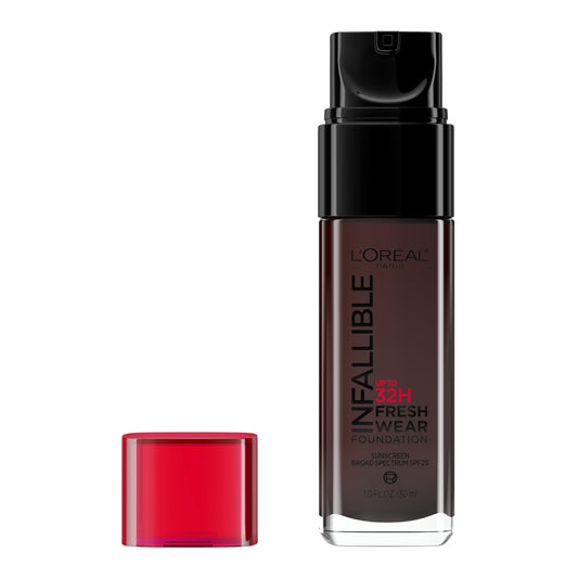 L'Oreal Paris Makeup Infallible Up to 32 Hour Fresh Wear Lightweight Foundation, 545 Ebony, 1 Fl Oz, Packaging May Vary