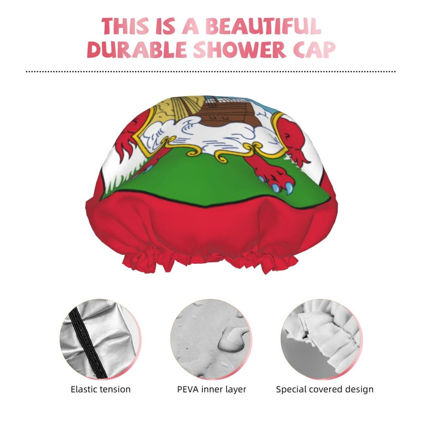 Bermuda Flag Prints Shower Cap Double Layer Lined Waterproof Bathing Shower Hat Beauty and Personal Care Hayyett