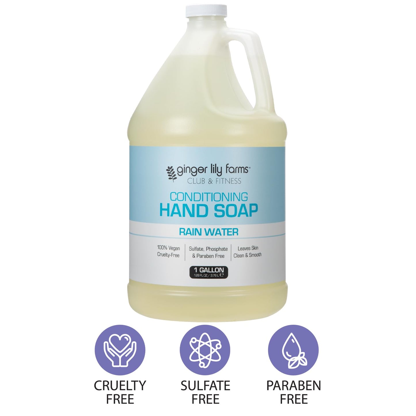 Ginger Lily Farms Club & Fitness Conditioning Liquid Hand Soap Refill, 100% Vegan & Cruelty-Free, Rain Water Scent, 1 Gallon (128 fl oz) Beauty & Personal Care Ginger Lily Farms