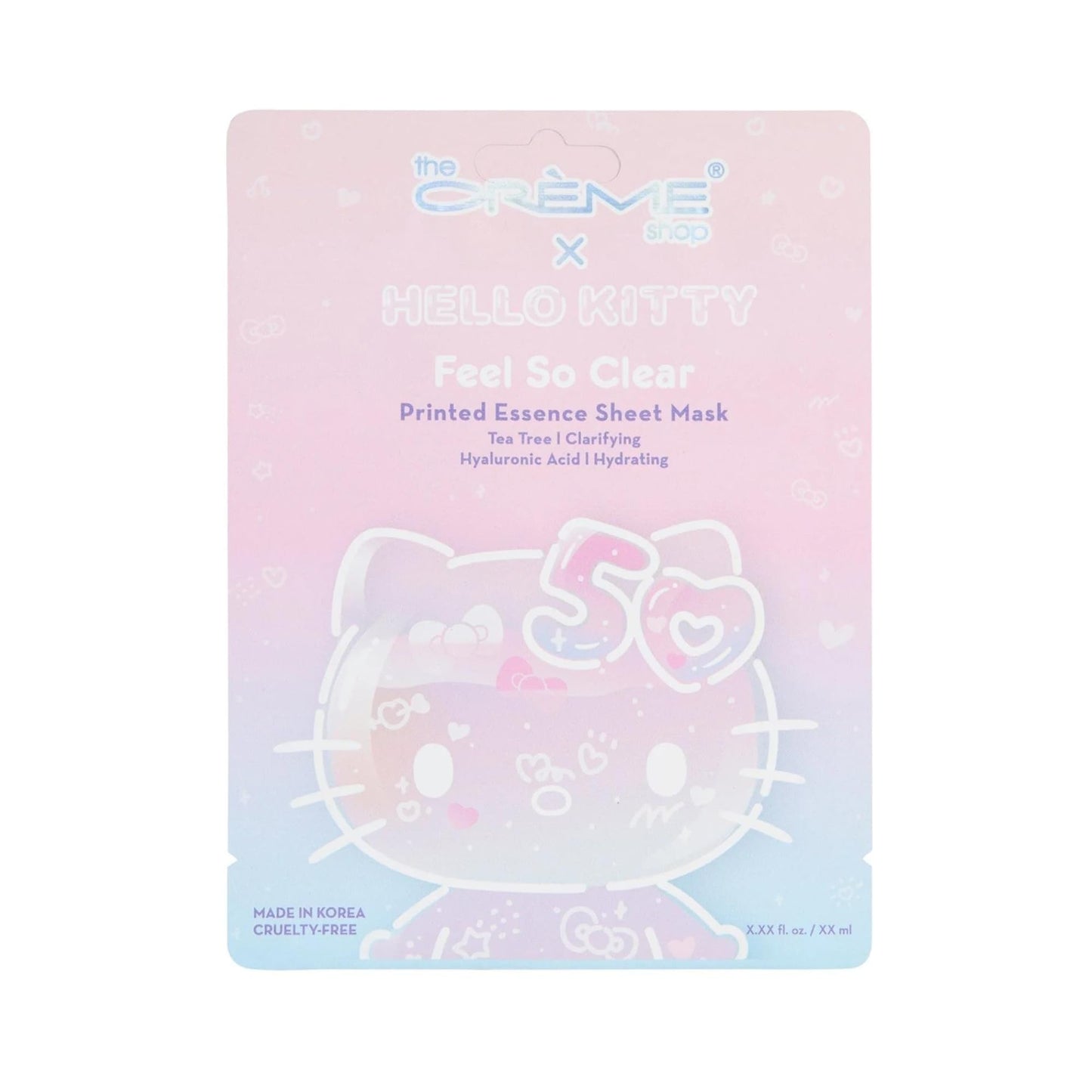 The Crème Shop x Hello Kitty Feel So Clear Printed Essence Sheet Mask, Clarifying and Hydrating Face Mask with Tea Tree and Hyaluronic Acid - 50th Beauty & Personal Care The Crème Shop