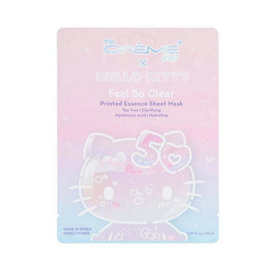 The Crème Shop x Hello Kitty Feel So Clear Printed Essence Sheet Mask, Clarifying and Hydrating Face Mask with Tea Tree and Hyaluronic Acid - 50th Beauty & Personal Care The Crème Shop