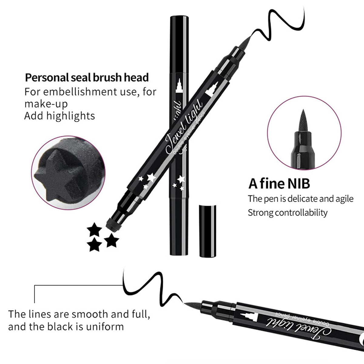 Pinkiou 6Pcs Eyeliner Stamp Pen Set, Long-lasting Eye Liner Pencil for Eye Makeup,Waterproof Double-Sided Liquid Eyeliner Stamp Pen Set Beauty & Personal Care Pinkiou