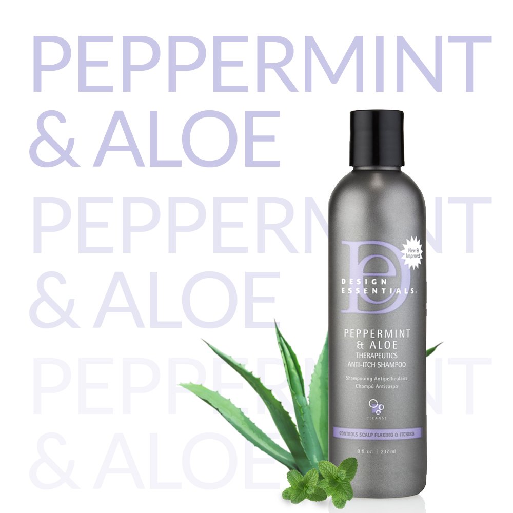 Design Essentials Peppermint & Aloe Therapeutics Anti-Itch Shampoo For Instant Scalp and Dandruff Relief - 8 Oz