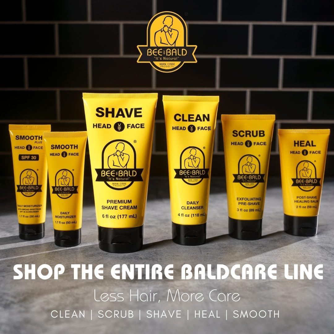 Bee Bald SMOOTH PLUS Head & Face Moisturizer with SPF 30 Sunscreen Lotion Protecting Skin From Harmful UVA/UVB Rays While Hydrating, Moisturizing Beauty & Personal Care Bee Bald