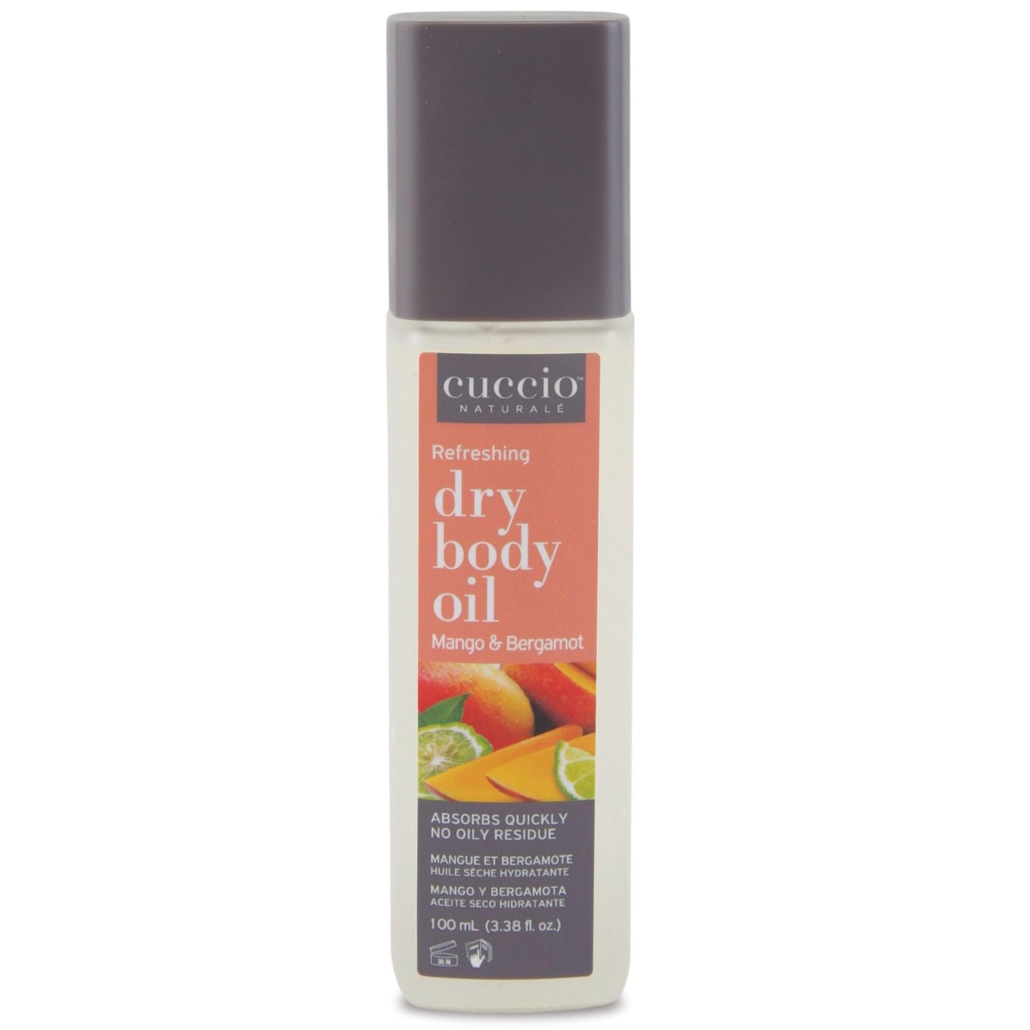 Cuccio Naturale Hydrating Dry Body Oil - Mango & Bergamot, 3.38 fl oz - Fast-Absorbing Lightweight Moisturizer for Smooth, Radiant Skin - Non-Greasy Beauty & Personal Care Cuccio
