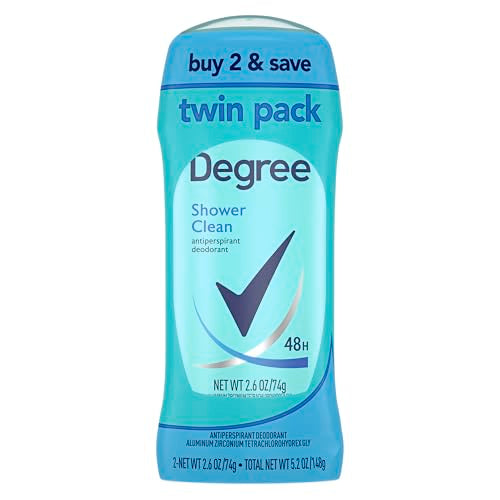 Degree Antiperspirant Deodorant Twin Pack Shower Clean 48-Hour Sweat and Odor Protection Antiperspirant for Women 2.6 oz Beauty and Personal Care Degree