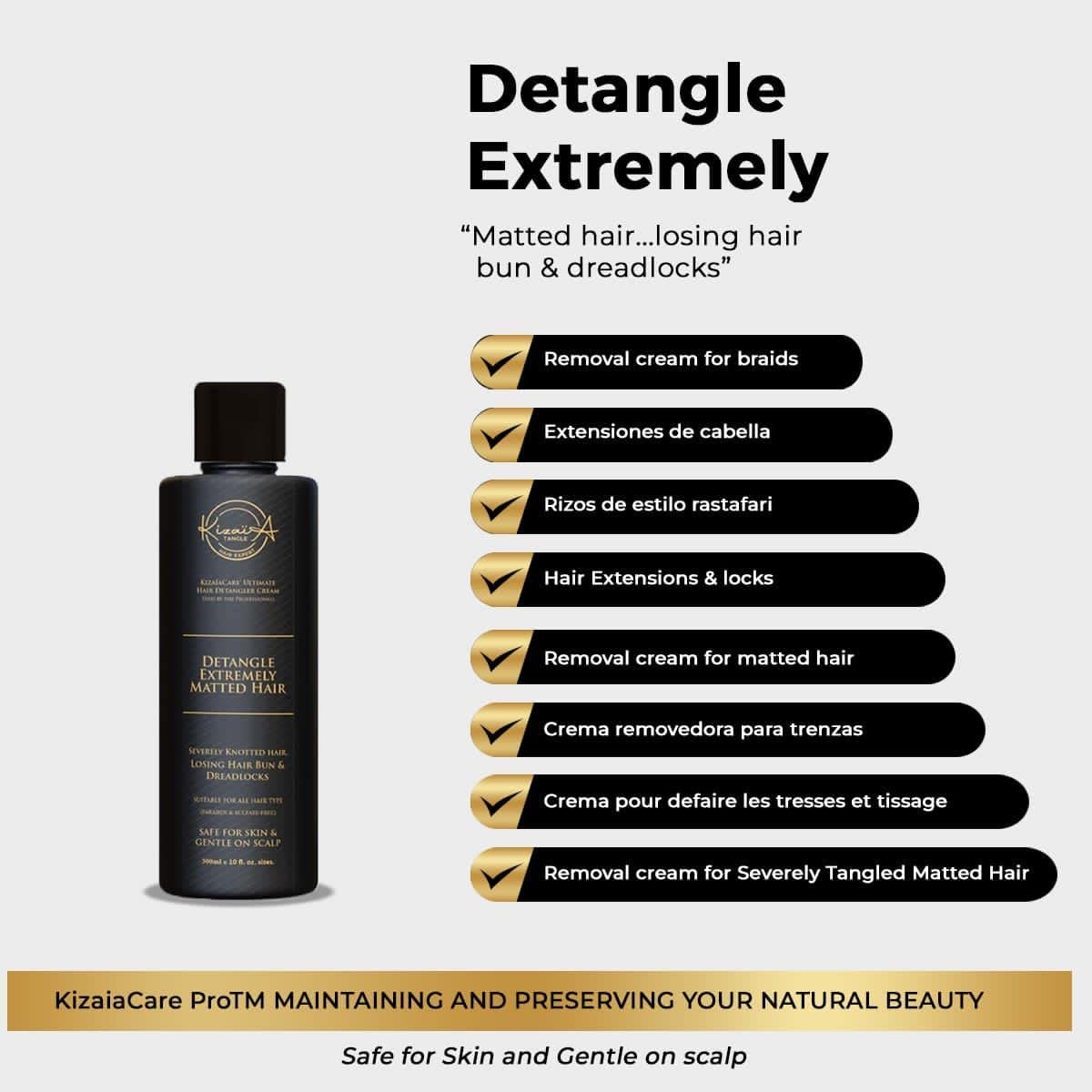 KizaiaCare Ultimate Matted Hair Detangler: Painless detangling solution for tangled, knotted, matted or dreadlocked hair. | Adults & Children Suitable Beauty & Personal Care Kizaïa Tangle Hair Expert