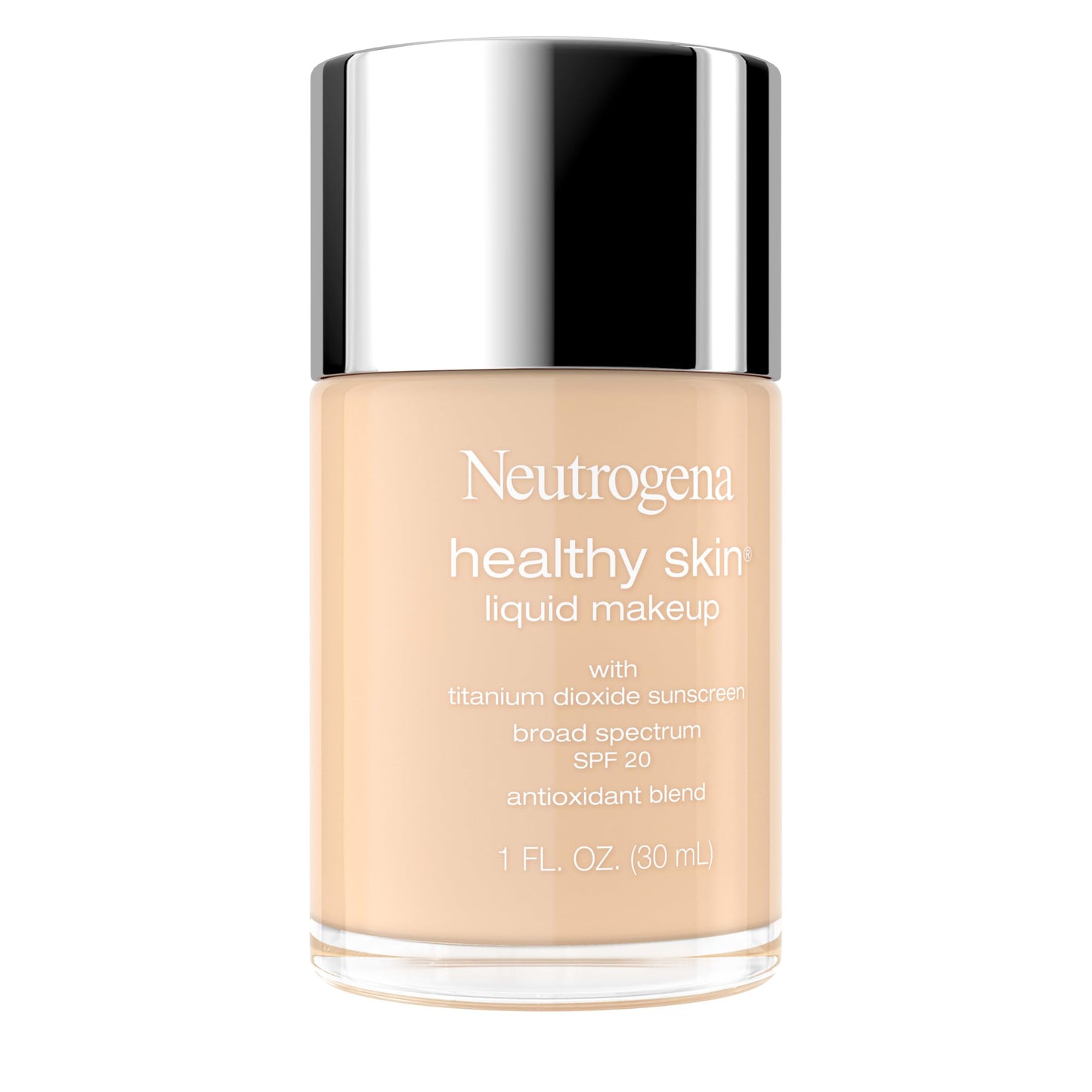 Neutrogena Healthy Skin Liquid Foundation Makeup Broad Spectrum SPF 20 Sunscreen, Medium Coverage, Vit B5, Antioxidants, All Day Wear, Ivory Beige Beauty & Personal Care Neutrogena