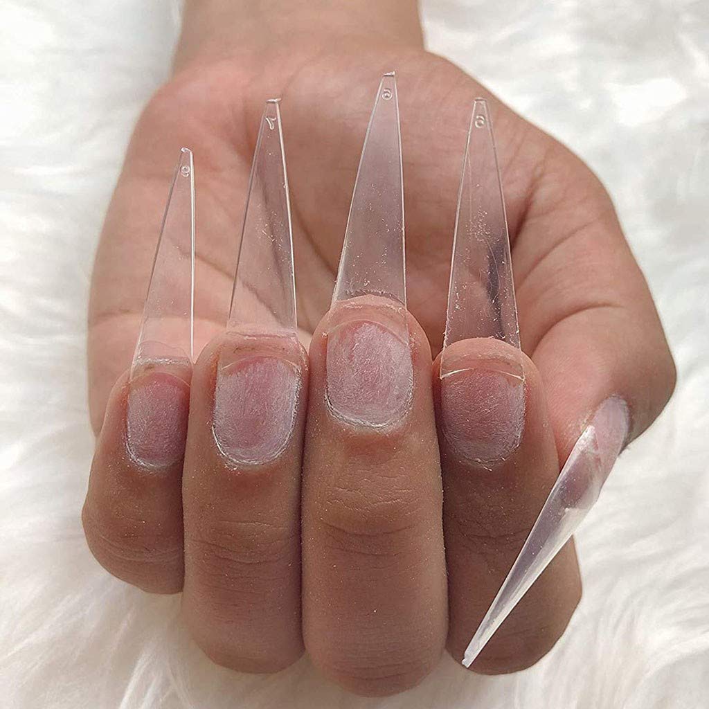YIMART 500pcs Acrylic Medium Long Stiletto Nail Tips Easy Coffin Nails Sharp False Nail Art Tips For Nails Salon (White) Beauty & Personal Care Yimart