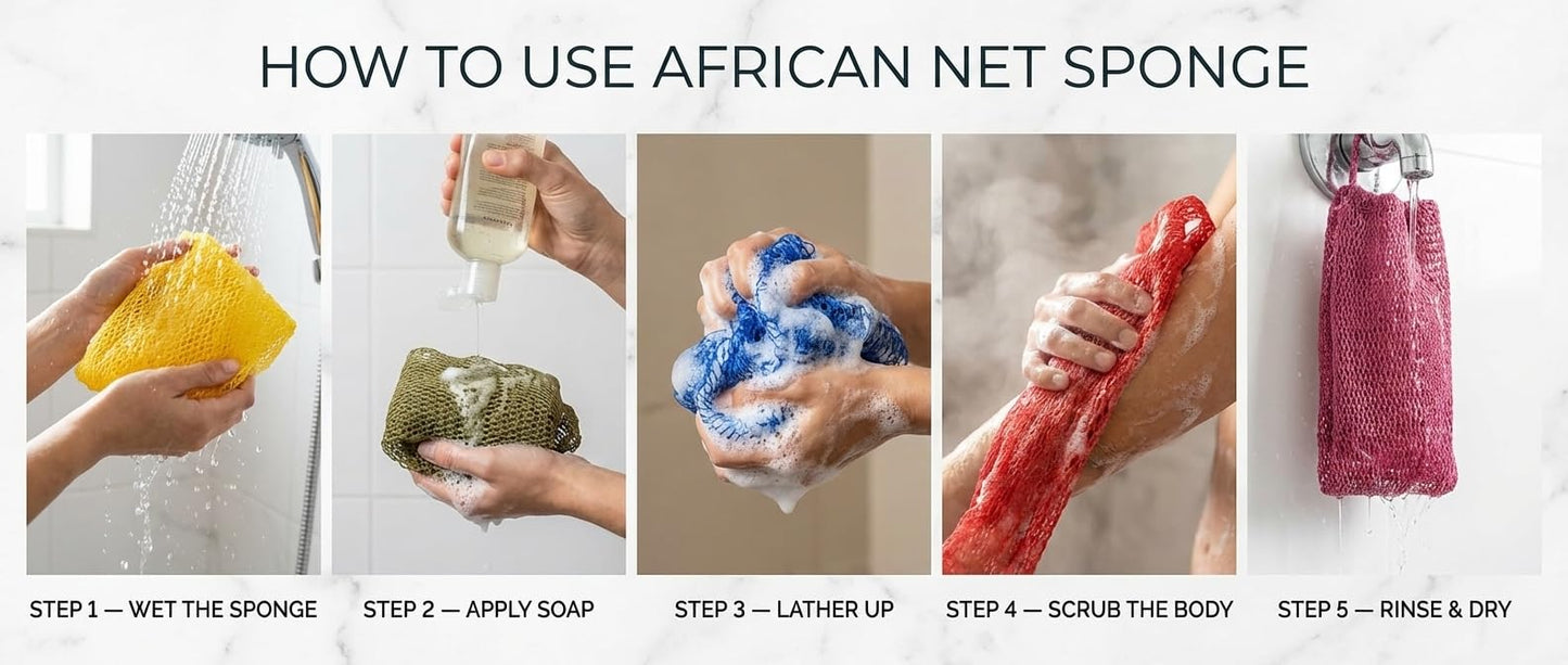 Estropajo para bañarse Authentic African net Sponge with 22 Colors Available Made for Both Men and Women as a Hygiene Essential (Purple) Beauty and Personal Care AFRICANA BEAUTY