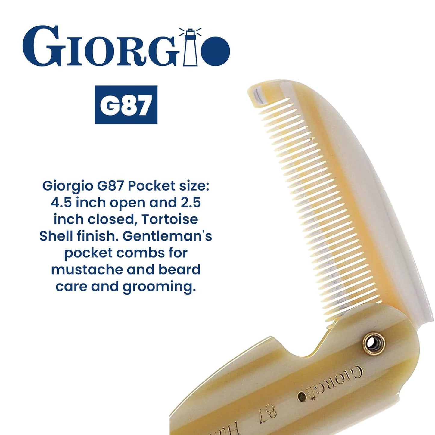 Giorgio G87 IVY 4.5 Inch Folding Mustache and Beard Comb, Small Pocket Comb for Men Everyday Grooming and Hair Care. Handmade, Saw-cut and Hand Beauty and Personal Care GIORGIO