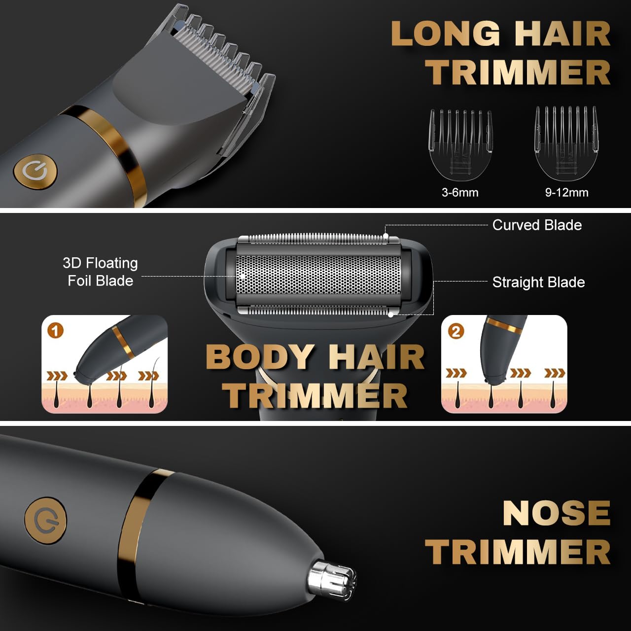 Zivelier Ball Shaver for Men, 3-in-1 Multifunction Body Hair Trimmer & Pubic Shaver with Titanium Blades (No Nicks!), IPX7 Waterproof Electric Razor Beauty and Personal Care Zivelier