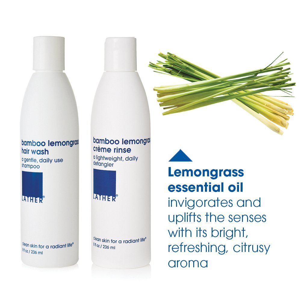 LATHER Bamboo Lemongrass Shampoo & Conditioner Set - Gentle Daily Moisturizing Shampoo & Hair Detangler Conditioner for All Hair Types - Lightweight Beauty & Personal Care LATHER
