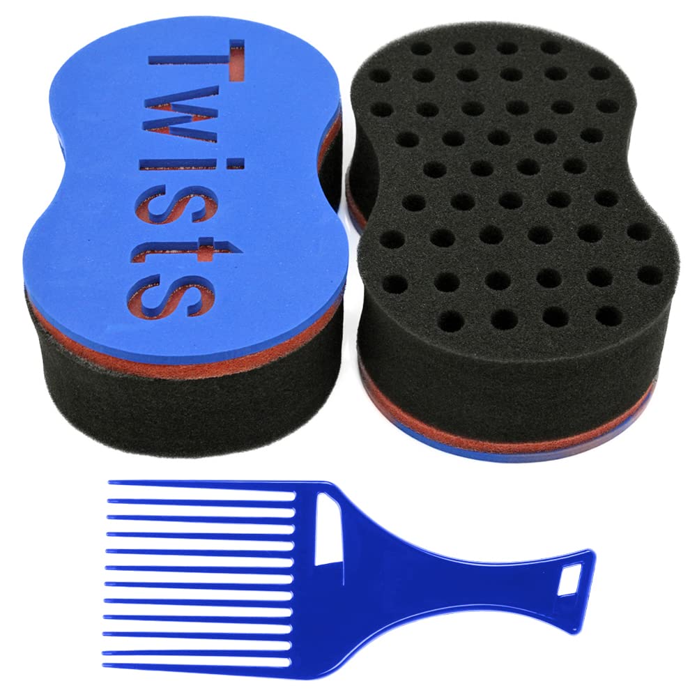 BEWAVE Hair Brush Sponge Twist Wave Barber Tool For Dreads Afro Locs Twist Curl Coil Black, 1 Pc with 1 Pc Hair Pick Beauty & Personal Care BEWAVE