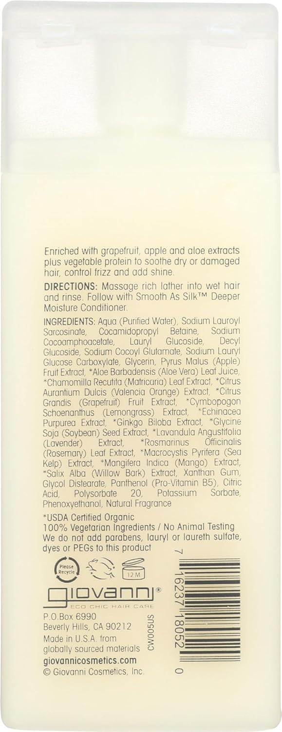 GIOVANNI Eco Chic Smooth as Silk Deep Moisture Shampoo, Detangles, 2 Fl Oz