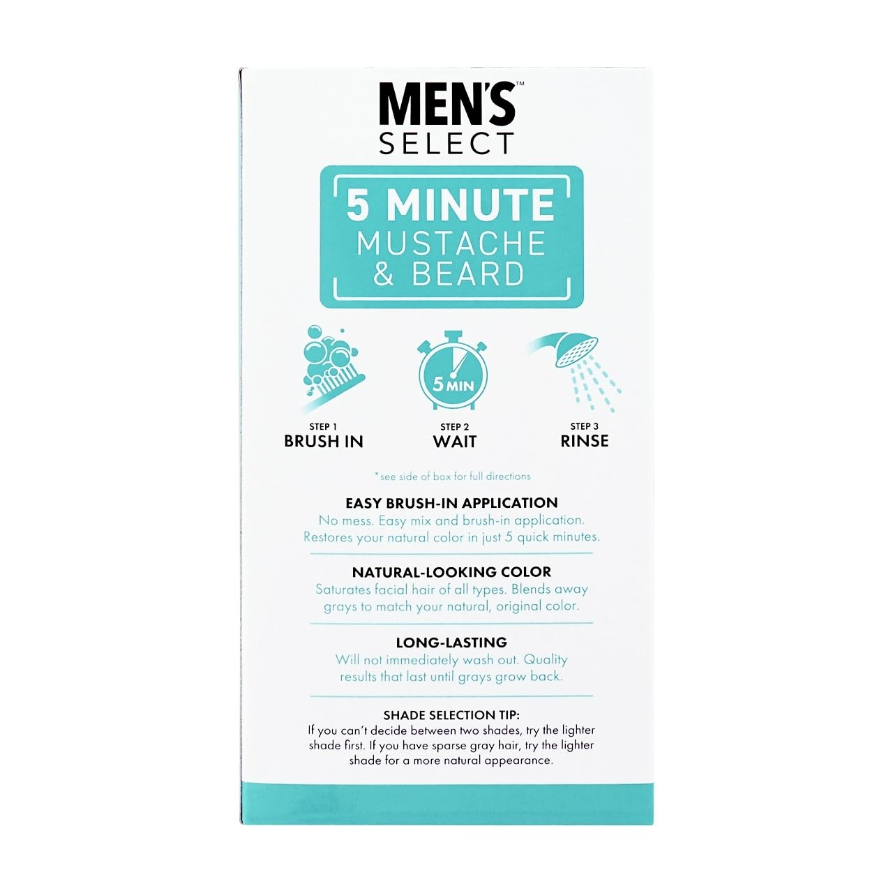 Men's Select 5 Minute Mustache & Beard Dark Brown Brush-In Facial Hair Dye with Brush Included Beauty & Personal Care Men's Select