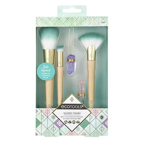 Ecotools Glossy Finish MakeUp Brush Set, Beige/Green (Set of 5) Beauty & Personal Care EcoTools