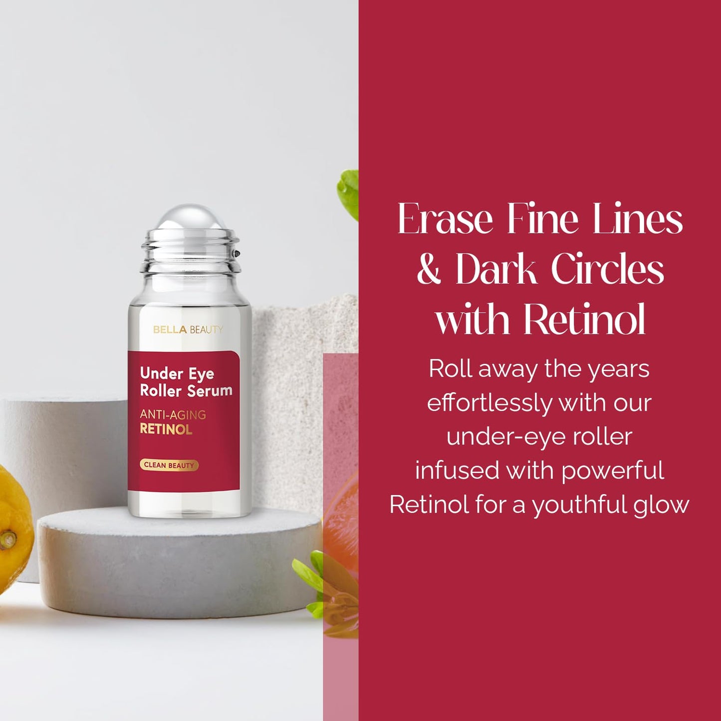 Bella Beauty Retinol Under Eye Serum - Firming & Smoothing Roller for Puffiness & Dark Circles - Dermatologist Tested, Anti-Aging Korean Skin Care Beauty & Personal Care Bella Beauty