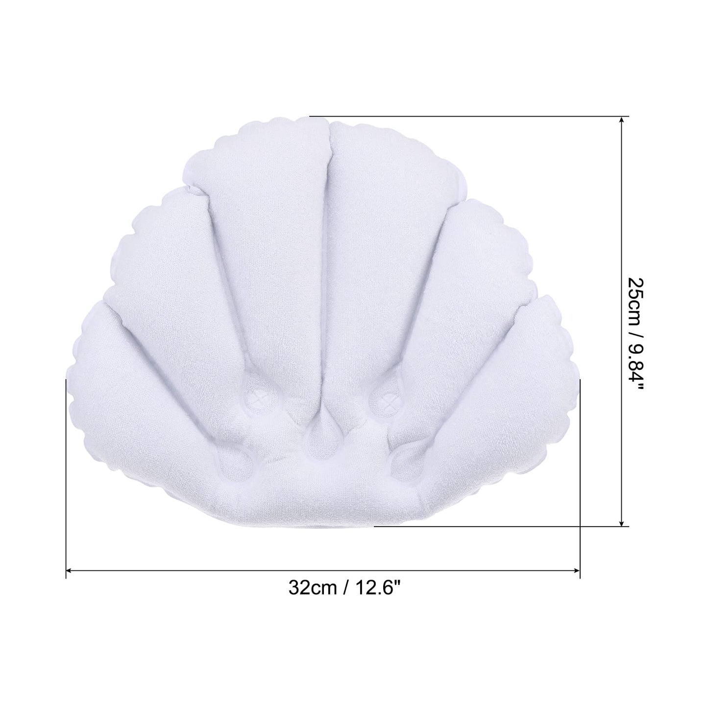 PATIKIL Inflatable Bath Pillow with Suction Cups, 2 Pack Terry Cloth Covered Shell Shape Bathtub Spa Pillow Neck Support for Bathtub Hot Tub, White Beauty and Personal Care PATIKIL