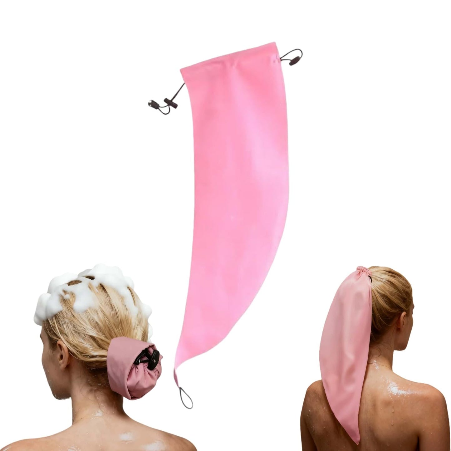Huease Crown Washing Shower Cap Ponytail,Reusable Waterproof Hair Sleeve for Long Hair, Adjustable Shower Cap for Styled Long Curly Locs Braids, Beauty and Personal Care Huease