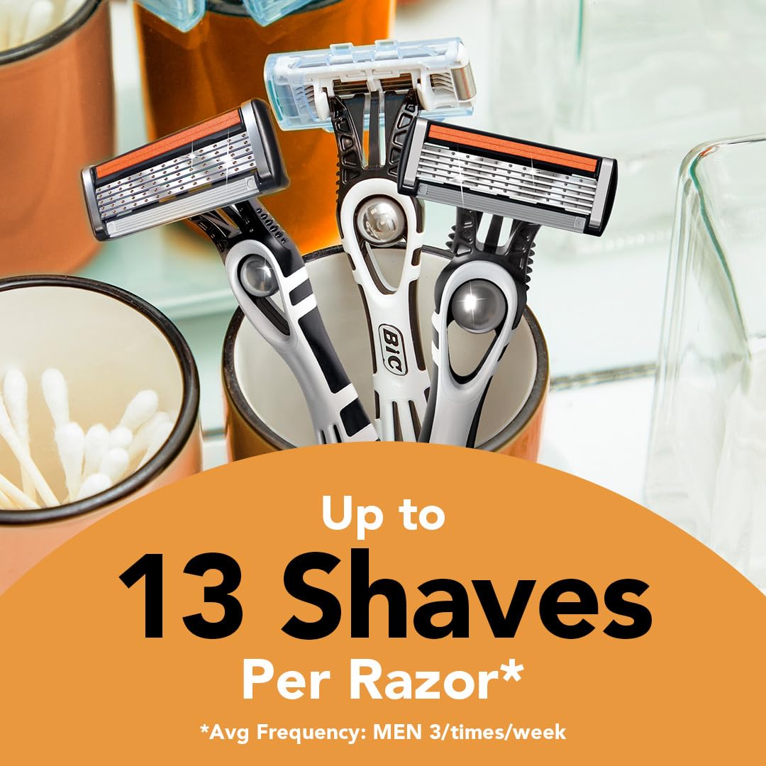 BIC Flex 5 Men's Disposable 5-Blade Razors, Pivoting Head and Precision Edging Blade, 4-Pack Beauty and Personal Care BIC