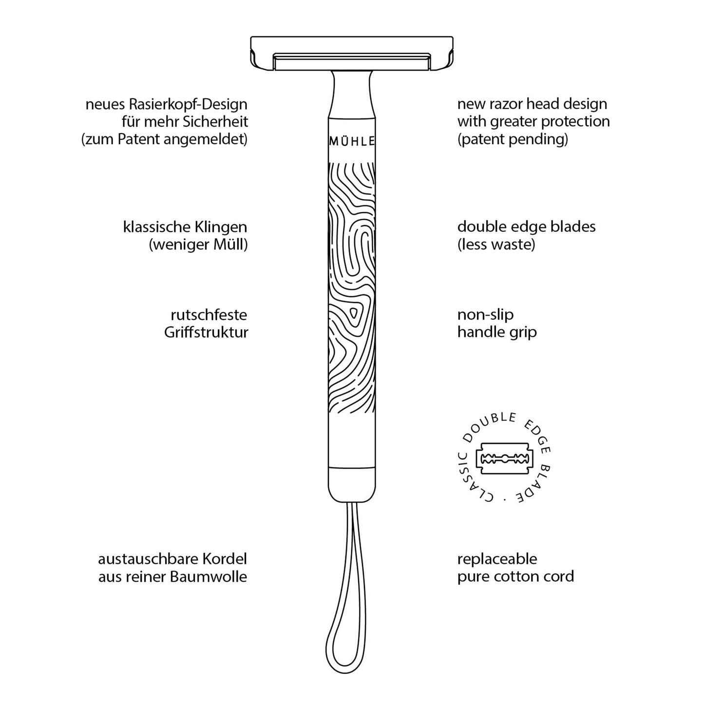MÜHLE Companion Safety Razor - Women's Double-Edged Body Razor for Shaving, Gentle Use, Suitable for Body, Legs, & Underarms, Longer Handle, Long Beauty and Personal Care MÜHLE
