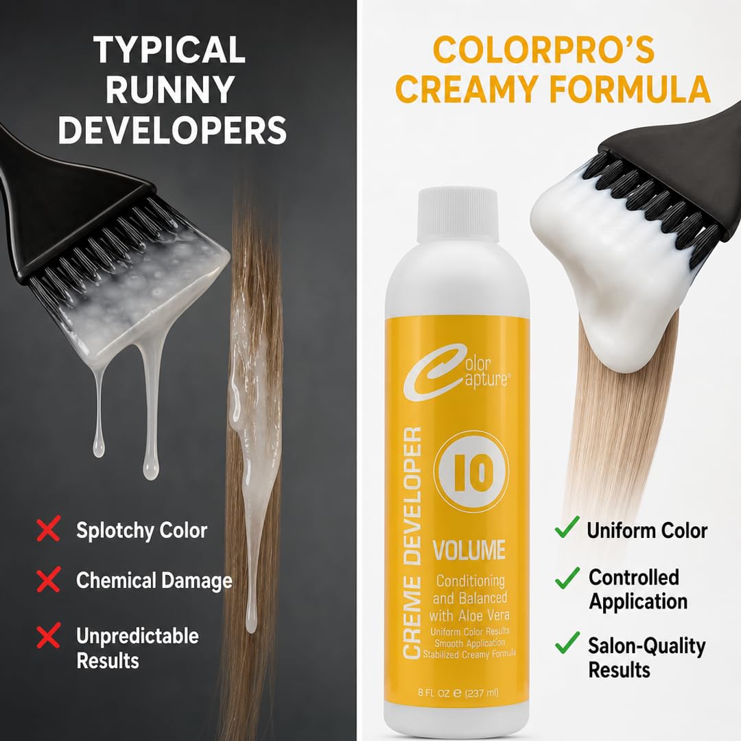 COLOR CAPTUR 10 Volume Cream Hair Developer - Aloe Vera, Paraben-Free & Sulfate-Free Color Activator | Fine, Pre-Lightened & Sensitive Scalp Hair | Beauty & Personal Care COLOR CAPTURE