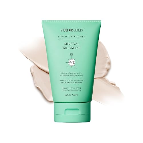 MDSolarSciences Mineral KidCrème SPF 50 | Gentle Kids Sunscreen | Zinc Oxide & Squalane Formula | Water-Resistant Fragrance-Free Protection | 3.4 Fl Beauty & Personal Care MDSolarSciences