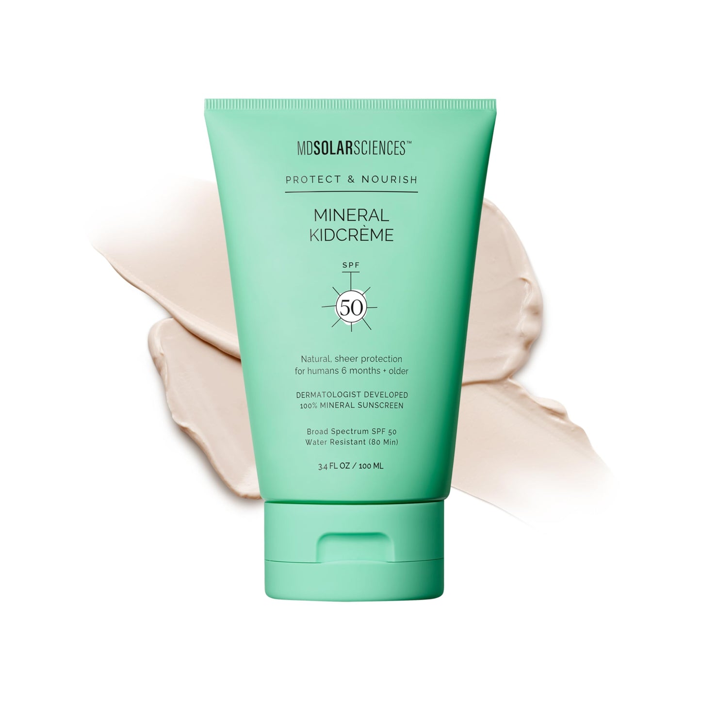 MDSolarSciences Mineral KidCrème SPF 50 | Gentle Kids Sunscreen | Zinc Oxide & Squalane Formula | Water-Resistant Fragrance-Free Protection | 3.4 Fl Beauty & Personal Care MDSolarSciences