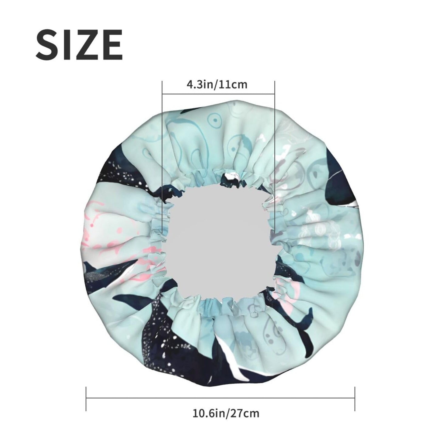 Whale Shower Cap for Women Men Large Reusable Shower Bonnet Double-Layer Waterproof Bath Caps Elastic Band Hair Hat for All Hairstyles Beauty and Personal Care BWLHJKE