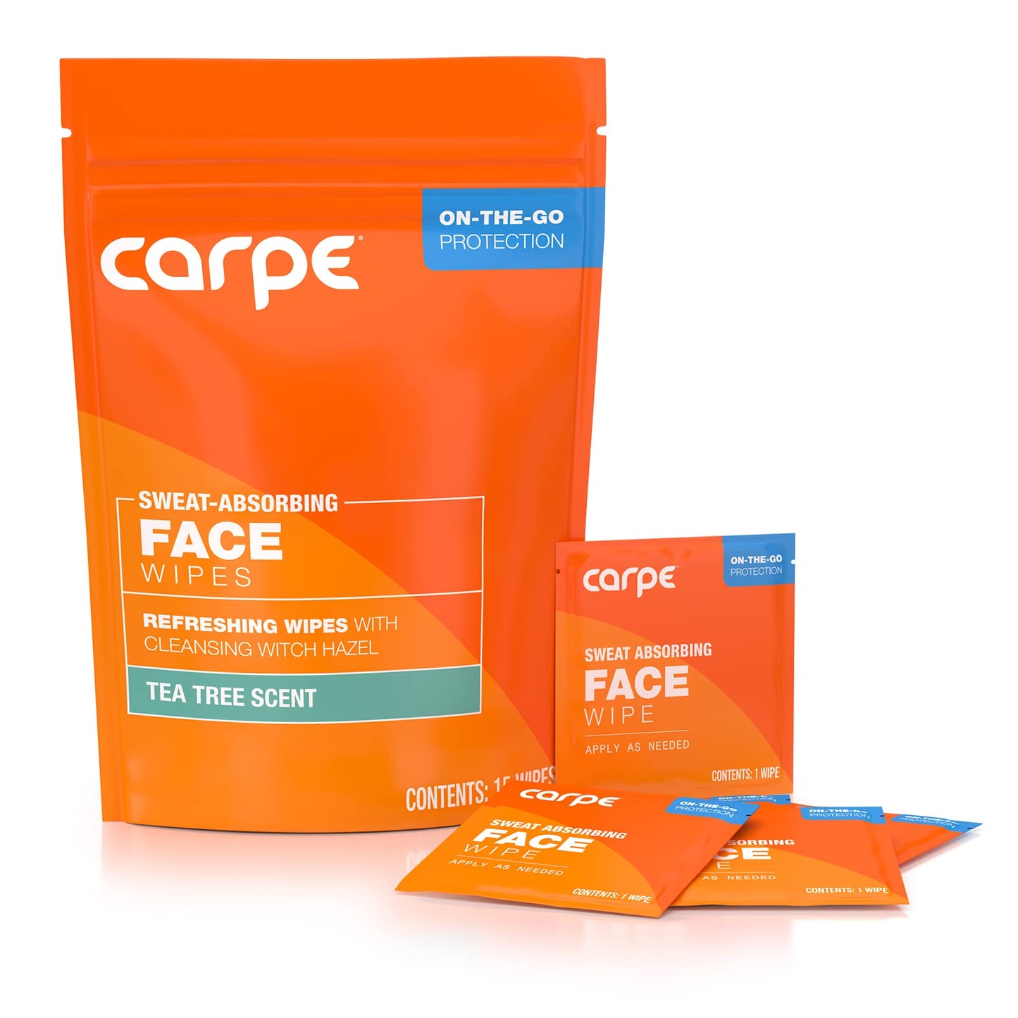 Carpe Sweat Absorbing Face Wipes (15 Facial Wipes). Witch Hazel & Tea Tree Oil Wipes Infused with Eucalyptus. Energizing, Refreshing, and Soothing Beauty & Personal Care Carpe