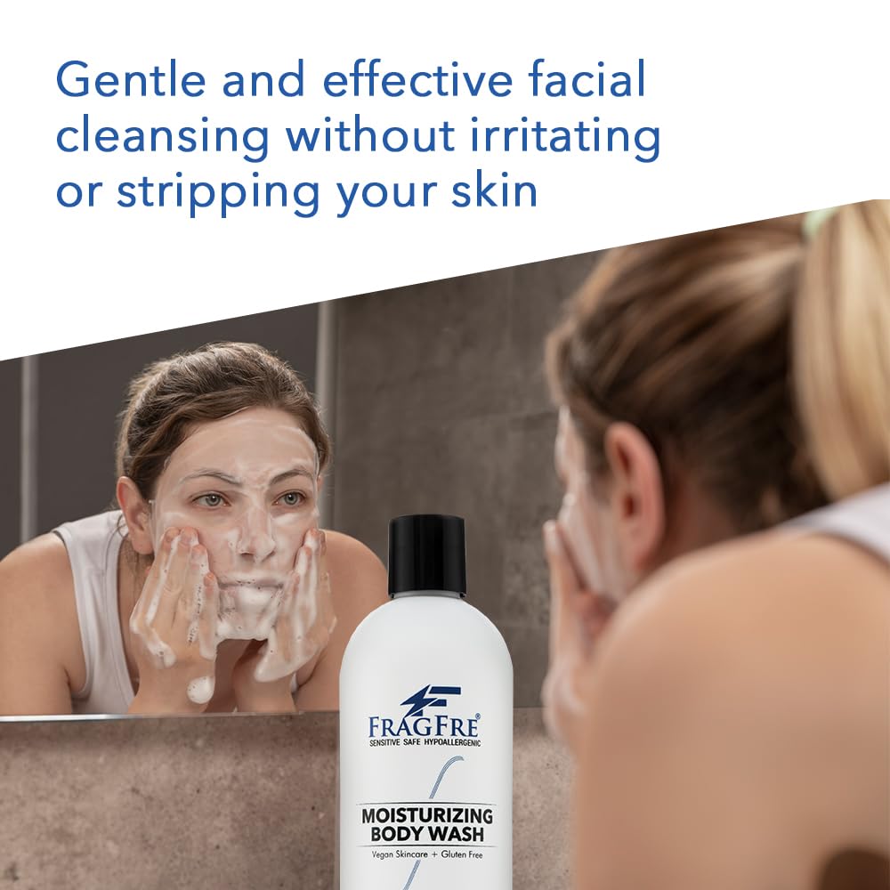 FRAGFRE Moisturizing Body Wash 16 oz: Gentle Body and Facial Cleanser - Sulfate-Free No Fragrance - Normal and Sensitive Skins - Vegan Gluten Beauty & Personal Care FRAGFRE