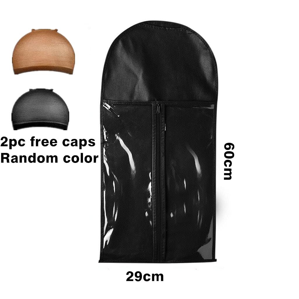 Onecen 10 Pieces Wig Hair Extension Storage Bag, Dust-Proof Wigs Pouch Organizer Protect for Professional Hair Extensions with Nylon Wig Caps Wig Caps
