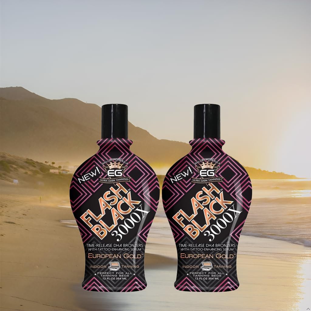 European Gold Flash Black 3000X Indoor Tanning Lotion - Ultra-Dark Advanced Formula with Time-Release DHA Bronzers for Long-Lasting, Deep Color Beauty & Personal Care European Gold
