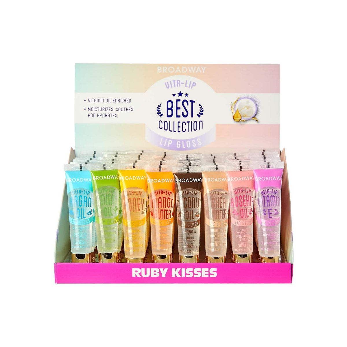 Ruby Kisses Broadway Vita-Lip Clear Lip Gloss (48 Pack), Ultra-Hydrating & Soothing Formula with Vitamins, High-Shine Non-Sticky Finish Lip Balm Beauty & Personal Care Ruby Kisses