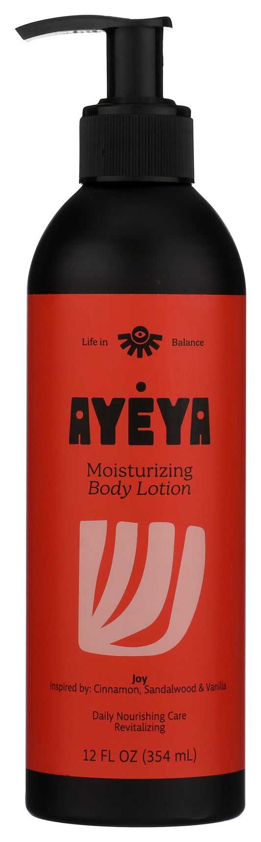 Ayeya Moisturizing Body Lotion - Joy - Cinnamon, Sandalwood & Vanilla Scent - Balancing Daily Lotion with Moringa Oil for Dry or Oily Skin - 12 Fl Oz Beauty & Personal Care Ayeya