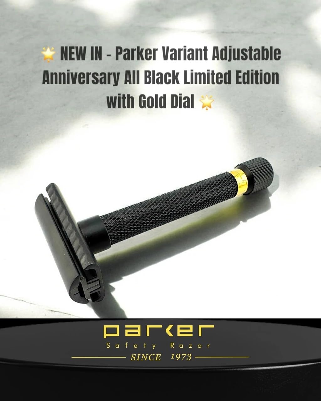 Parker Variant Adjustable Safety Razor Anniversary Edition Black & Gold, Solid Brass Double Edge Razor With 5 Settings, Two Piece Design, Heavyweight Beauty and Personal Care Parker Safety Razor