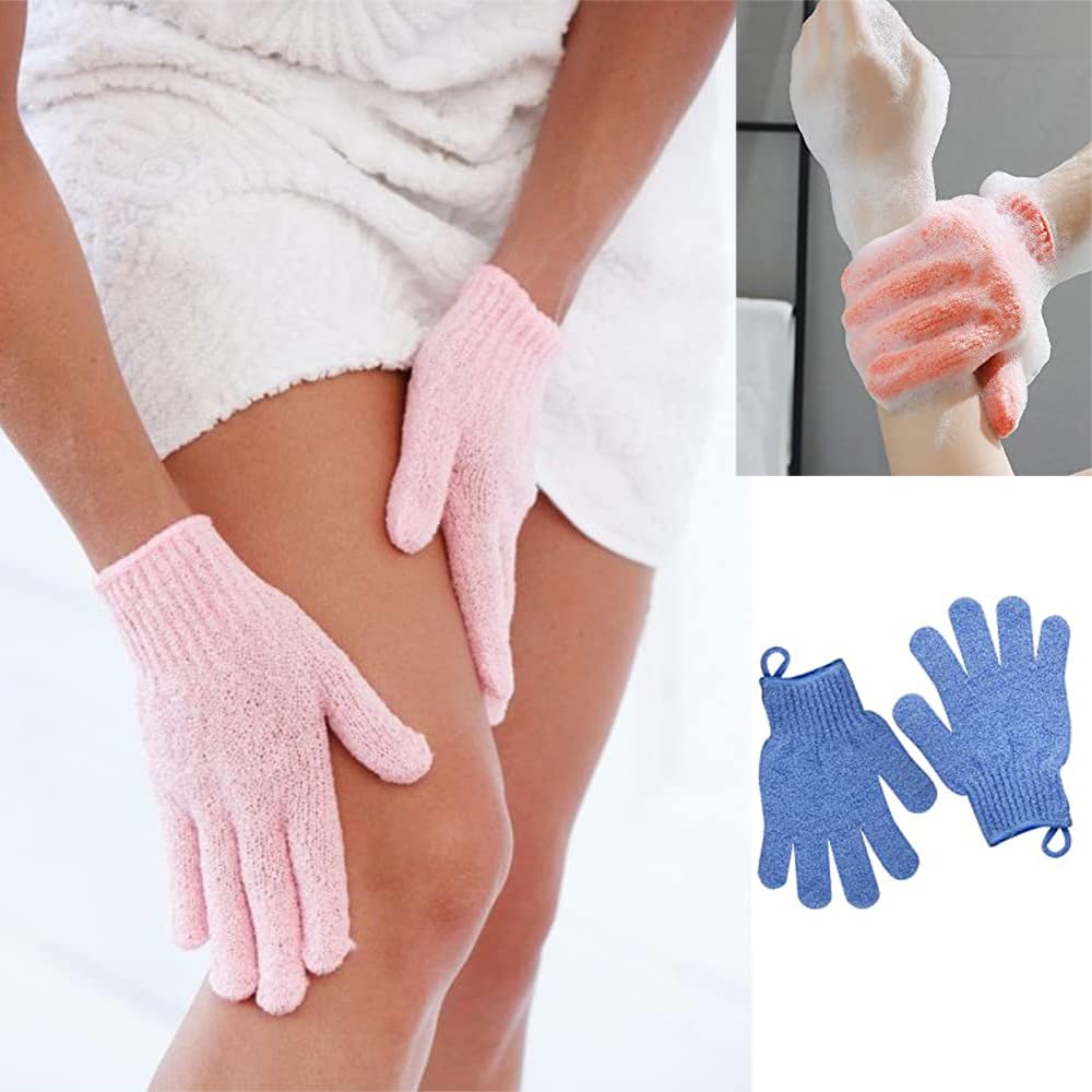 8 PCS ROTOPATA Deep Exfoliating Gloves Mitt with Hanging Loop for Shower, Spa, Body Scrubs, Dead Skin Cell Remover Bathing Accessories Beauty & Personal Care ROTOPATA