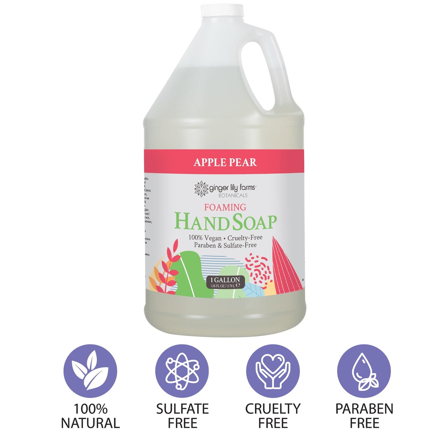 Ginger Lily Farms Botanicals All-Purpose Foaming Hand Soap Refill, 100% Vegan & Cruelty-Free, Apple Pear Scent, 1 Gallon (128 fl oz) Beauty & Personal Care Ginger Lily Farms