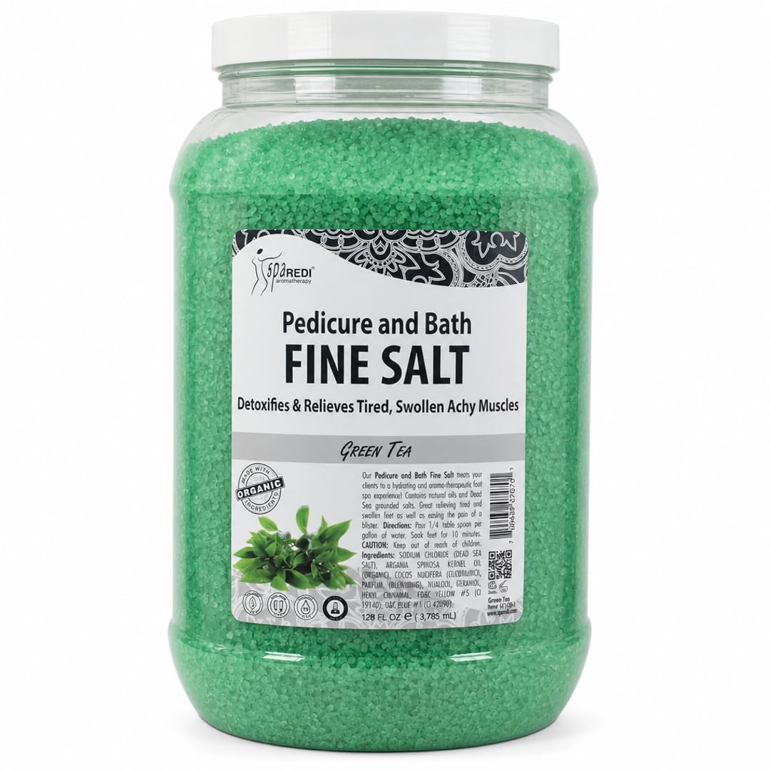 SPA REDI - Detox Foot Soak Pedicure and Bath Fine Salt, Green Tea, 128 Oz - Made with Dead Sea Salts, Argan Oil, Coconut Oil, and Essential Oil Beauty and Personal Care SPA REDI