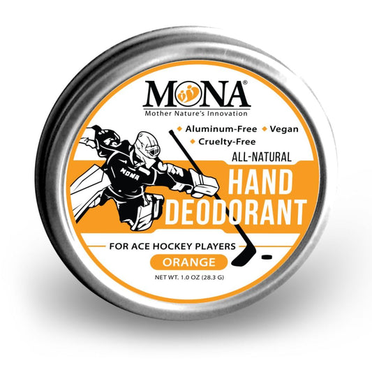 MONA BRANDS All Natural HAND DEODORANT for Ace Hockey Players - For athletes who wear gloves - Vegan, Non-GMO, Cruelty free - ORANGE Scent - 1oz Beauty and Personal Care MONA