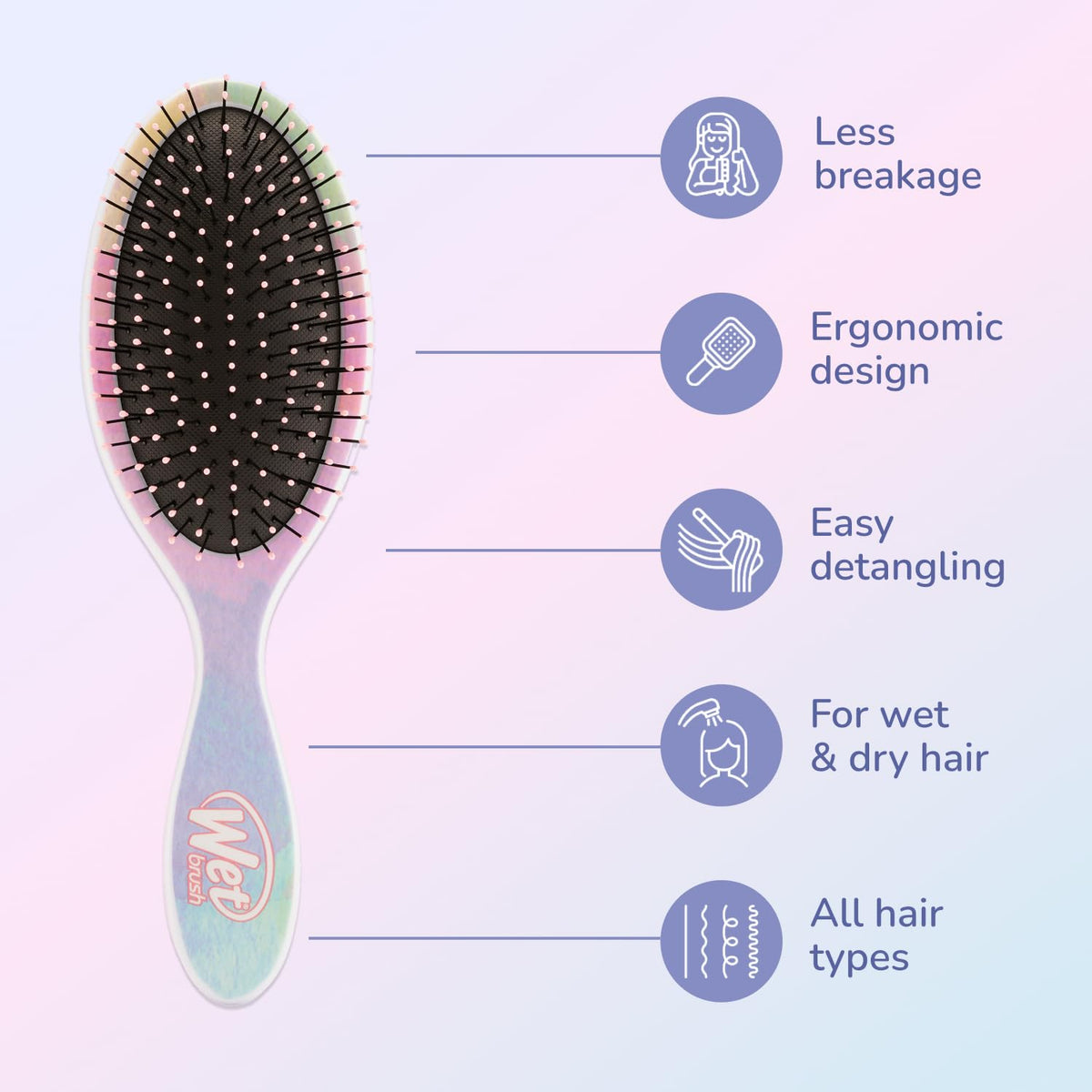 Wet Brush Original Detangler Hair Brush, Color Wash, Stripes, Ultra-Soft IntelliFlex Bristles - Detangling Hairbrush Glides Through Tangles For Wet,