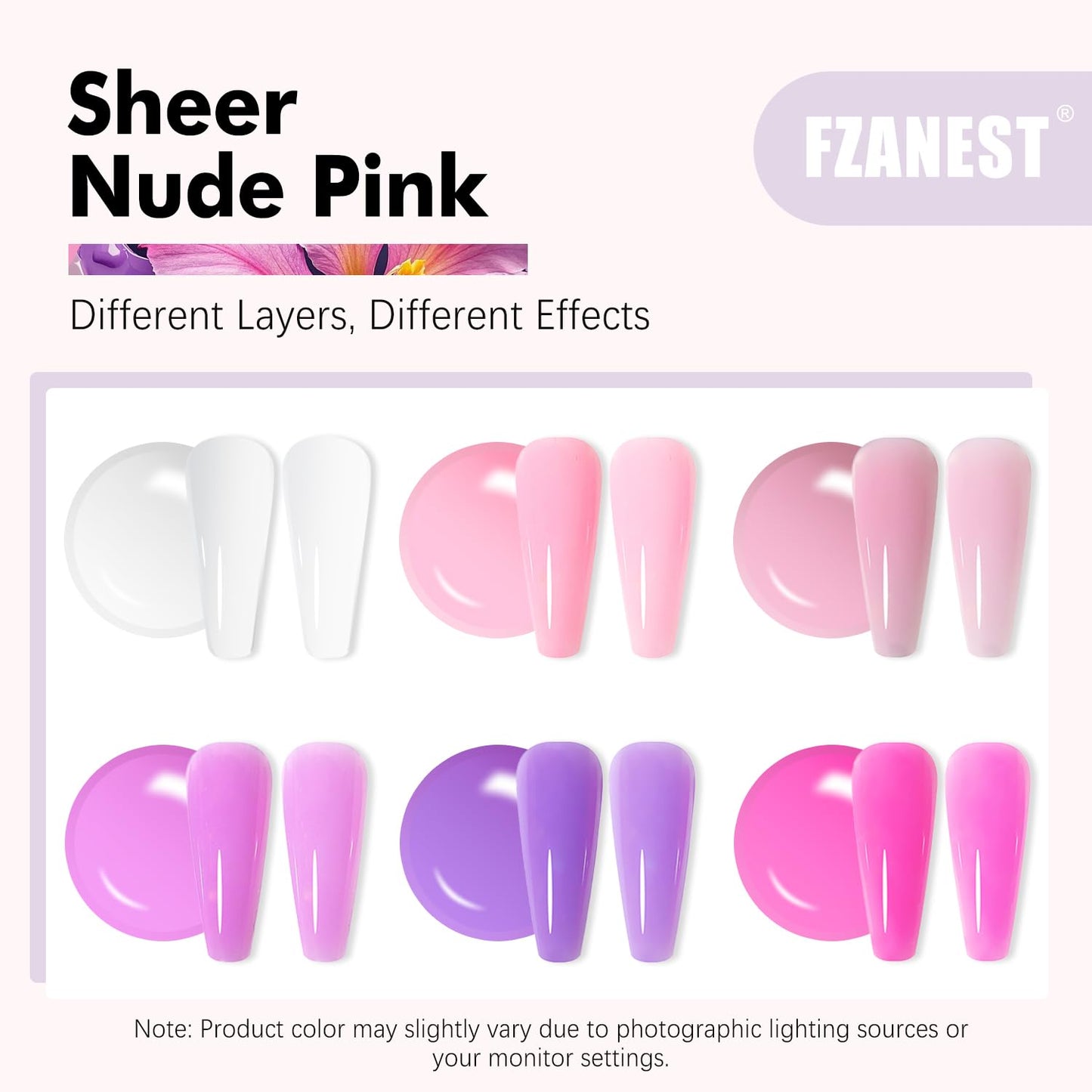FZANEST Builder Gel Nail Kit, Milky White Sheer Jelly Nude Pink 6 Colors Rubber Base Builder Gel For Nails Strengthener Extension Gel Nail Art Salon Beauty and Personal Care FZANEST