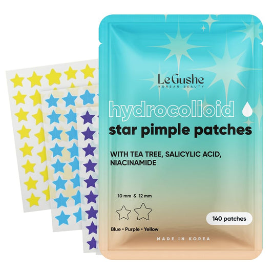 LE GUSHE Star Pimple Patches for Face, Hydrocolloid Acne Patches with Salicylic Acid & Tea Tree Oil, Colorful Star Face Stickers for All Skin Types Beauty and Personal Care LE GUSHE Default Title